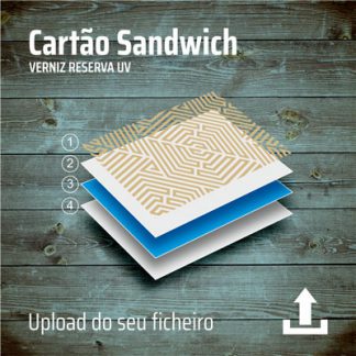 Cartão sandwich com verniz